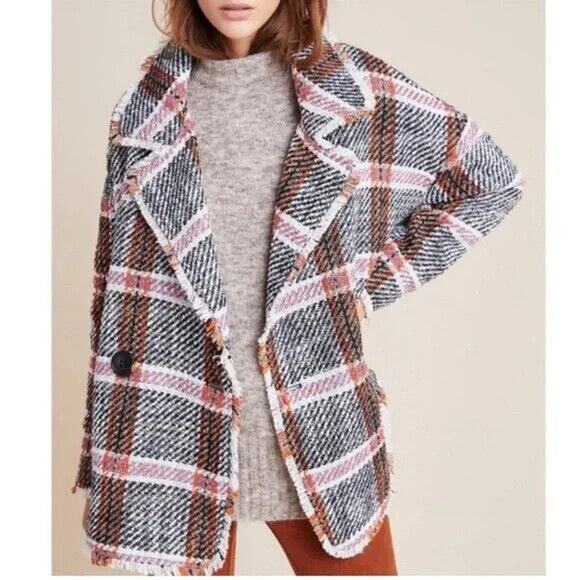 Anthropologie Eva Franco Carrie Double-Breasted Tweed Oversized Coat Size XS - Picture 2 of 10